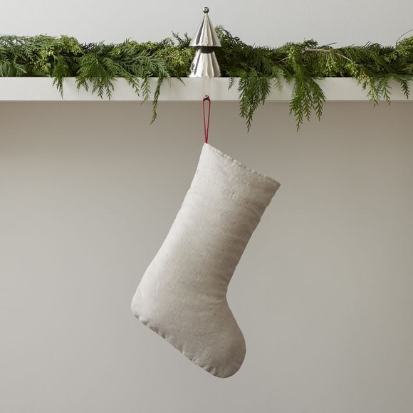West Elm Pottery Barn Neutral Linen Stockings NWT - Picture 4 of 7